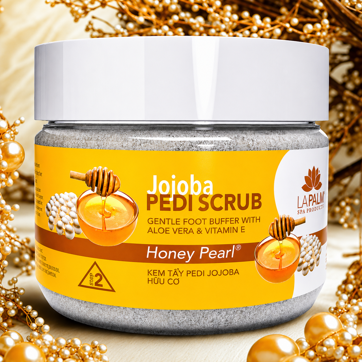 Jojoba Pedi Scrub – Honey Pearl – La Palm Products
